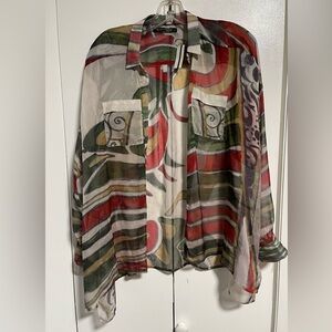 Vintage 90s Almeriane Multicolor Abstract Women's Blouse